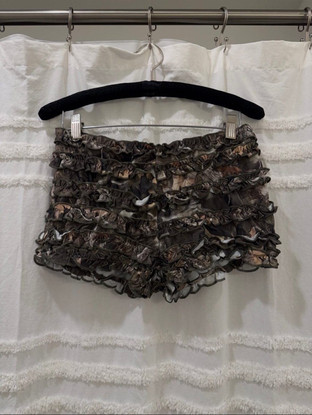 Camo Ruffle Micro Shorts